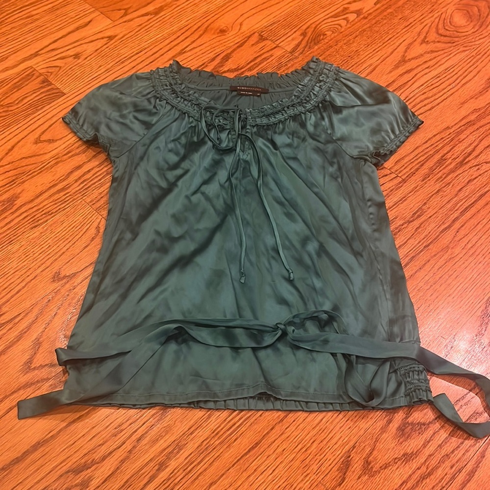 BCBGMaxAzria Woman’s Green Silk Top Size XS